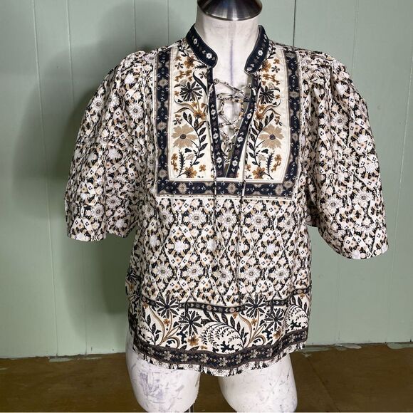 Anthropologie Puff Sleeve Lace peasant blouse‎ size Small - Picture 4 of 10